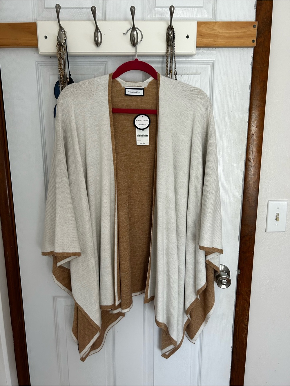 Two-Tone Cream and Camel Open Shawl